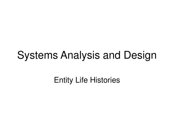 systems analysis and design