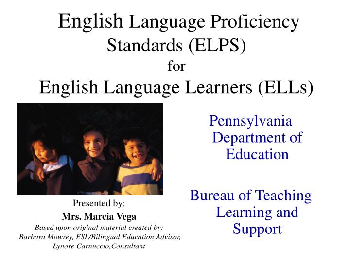english language proficiency standards elps for english language learners ells