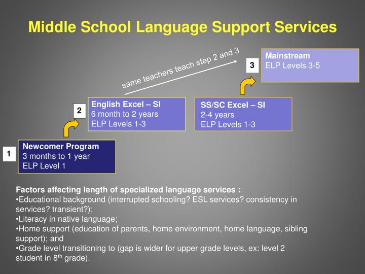 middle school language support services