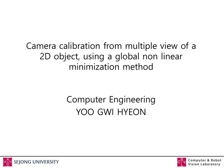 camera calibration from multiple view of a 2d object using a global non linear minimization method