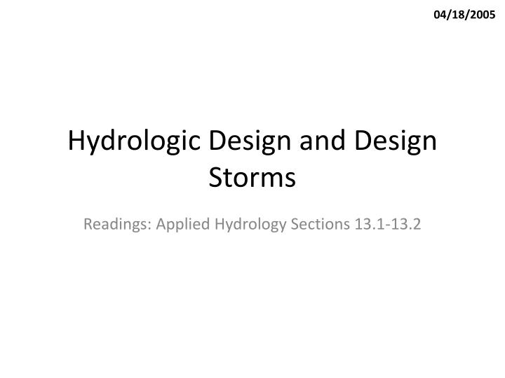 hydrologic design and design storms