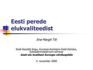eesti perede elukvaliteedist