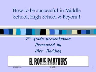 How to be successful in Middle School, High School &amp; Beyond!