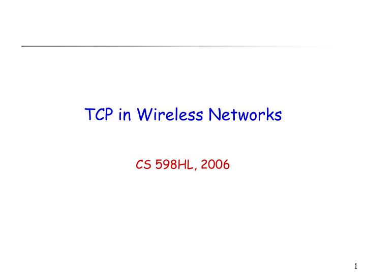 tcp in wireless networks