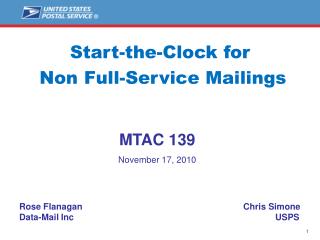 Start-the-Clock for Non Full-Service Mailings