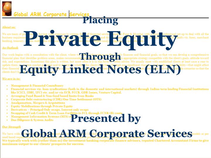 placing private equity through equity linked notes eln