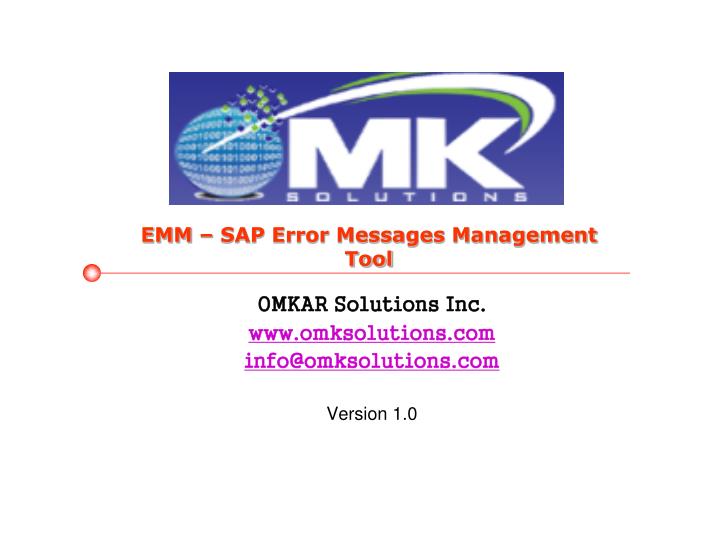 emm sap error messages management tool