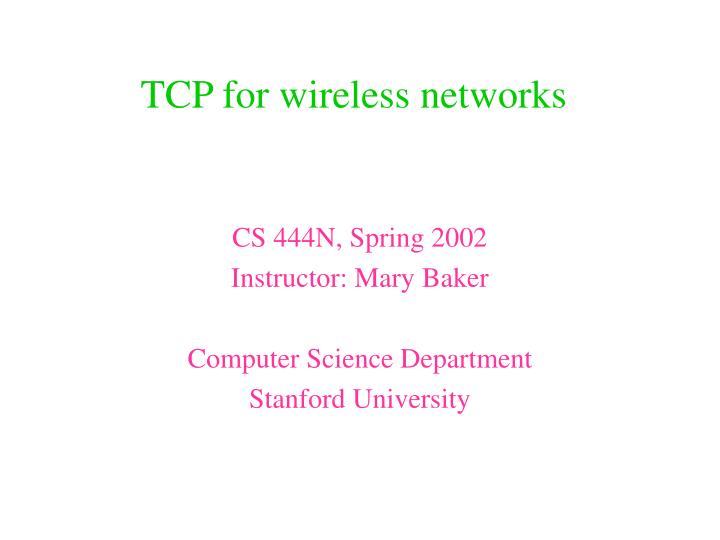 tcp for wireless networks