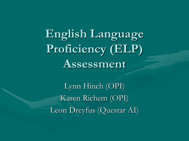 english language proficiency elp assessment