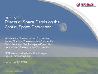 IAC-10.A6.2.10 Effects of Space Debris on the Cost of Space Operations