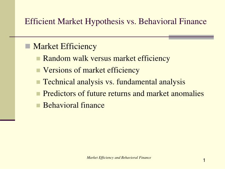 efficient market hypothesis vs behavioral finance
