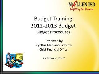 Budget Training 2012-2013 Budget Budget Procedures