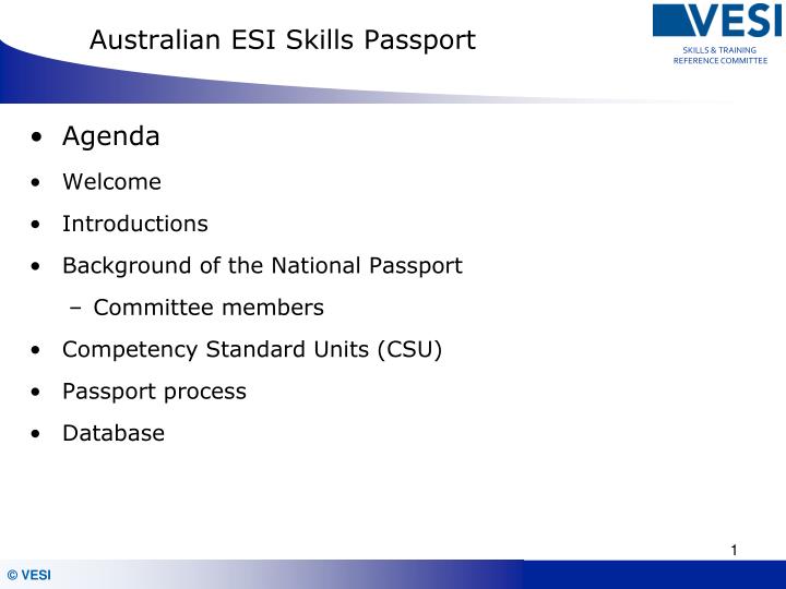 australian esi skills passport