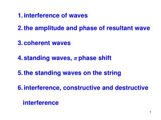 interference of waves the amplitude and phase of resultant wave coherent waves