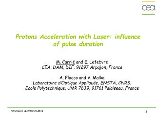 Protons Acceleration with Laser: influence of pulse duration