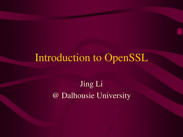 introduction to openssl