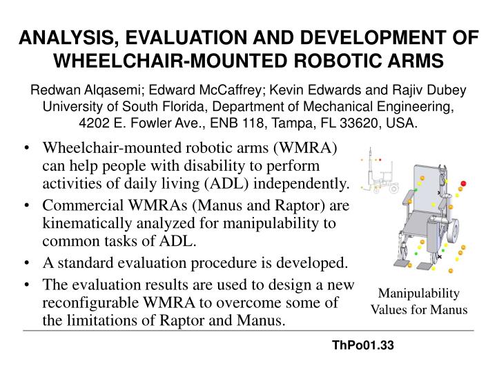 analysis evaluation and development of wheelchair mounted robotic arms