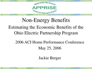 Non-Energy Benefits Estimating the Economic Benefits of the Ohio Electric Partnership Program