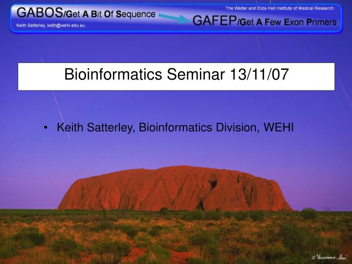 bioinformatics seminar 13 11 07