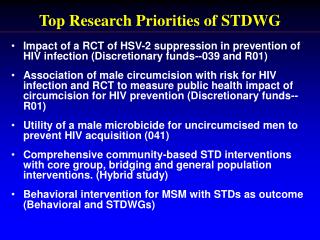 Top Research Priorities of STDWG