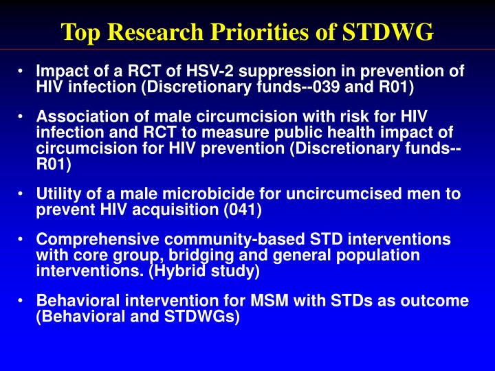 top research priorities of stdwg