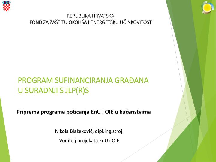 program sufinanciranja gra ana u suradnji s jlp r s