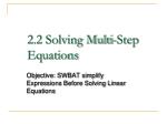 2.2 Solving Multi-Step Equations - slide 1