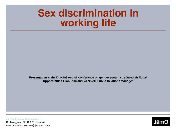 sex discrimination in working life