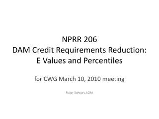 NPRR 206 DAM Credit Requirements Reduction: E Values and Percentiles