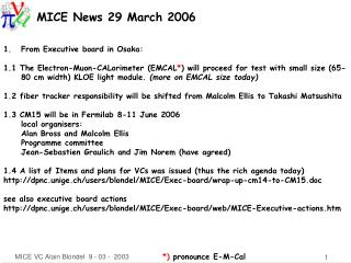 MICE News 29 March 2006