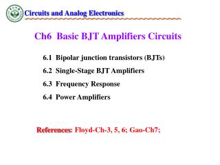 Ch6 Basic BJT Amplifiers Circuits