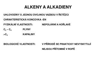 ALKENY A ALKADIENY