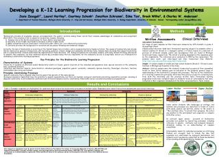 Developing a K-12 Learning Progression for Biodiversity in Environmental Systems