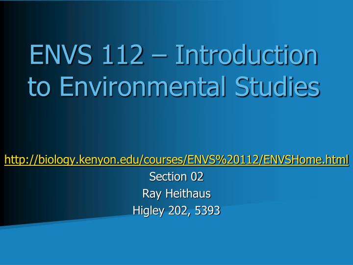 envs 112 introduction to environmental studies