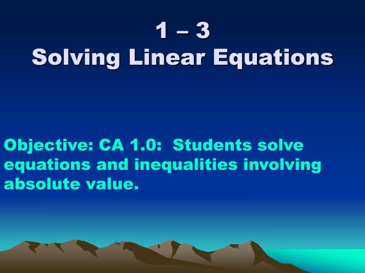 1 3 solving linear equations