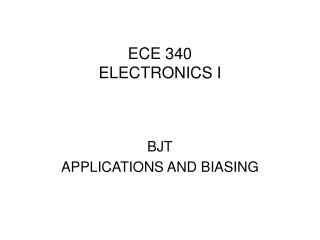 ECE 340 ELECTRONICS I