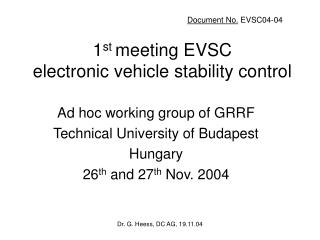 1 st meeting EVSC electronic vehicle stability control