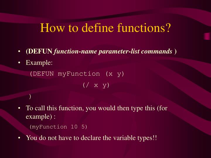 how to define functions