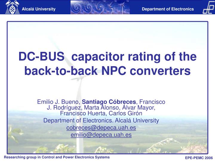 dc bus capacitor rating of the back to back npc converters