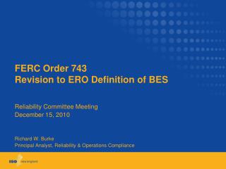 FERC Order 743 Revision to ERO Definition of BES