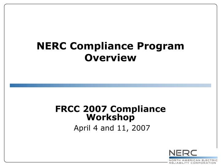 nerc compliance program overview