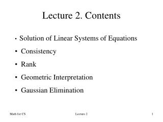 Lecture 2. Contents