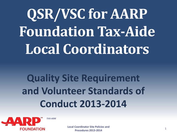 qsr vsc for aarp foundation tax aide local coordinators