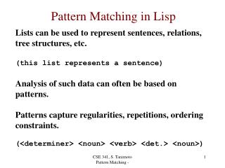 Pattern Matching in Lisp