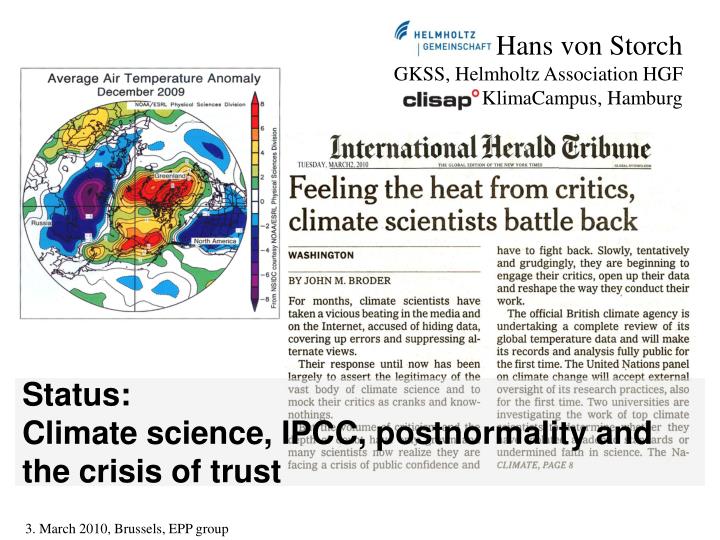 status climate science ipcc postnormality and the crisis of trust