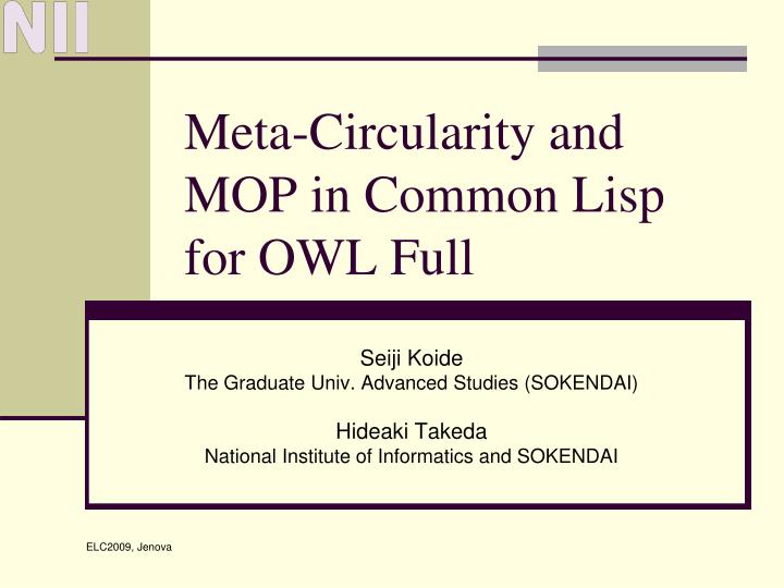 meta circularity and mop in common lisp for owl full