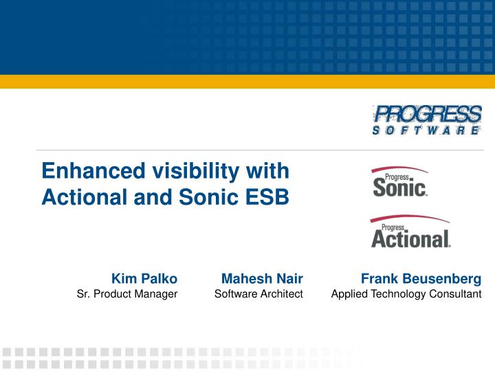 enhanced visibility with actional and sonic esb