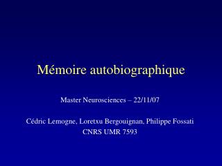 m moire autobiographique