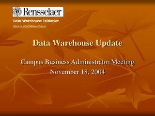 Data Warehouse Update