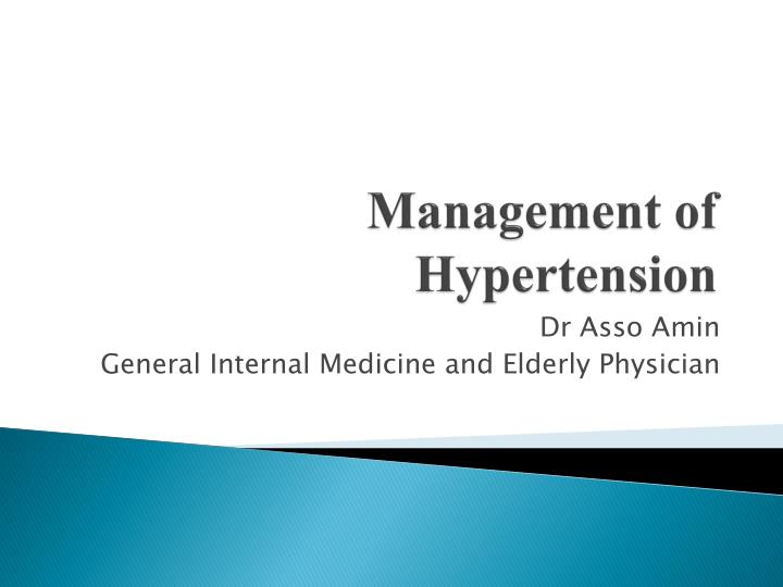 management of hypertension